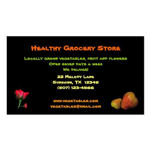 Grocery Store Business Card (back side)