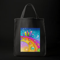 Grocery Tote - Retro Pop Art Sixties Sky bags