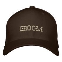 Groom baseball cap in chocolate brown embroidered hats