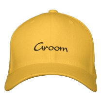 Groom baseball cap in lemon yellow embroidered hats