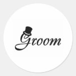 Groom (Blk Top Hat) Round Stickers