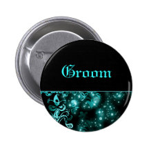 Groom blue black wedding bridal party pinback buttons
