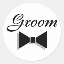 Groom Bowtie Round Sticker