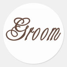 Groom Classy Browns Round Stickers