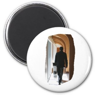 Groom in Black Suit Carrying Guitar From Back magnet