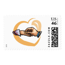 Groom Placing Ring on Bride in Symbol of Love postage by weddingcards Groom Placing Ring on Bride in Symbol of Love postage
