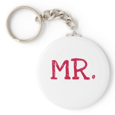 Groom Red Text Mr. Key Chains