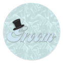 Groom Turquoise Silk Stickers by fun_tshirt Groom Turquoise Silk Stickers