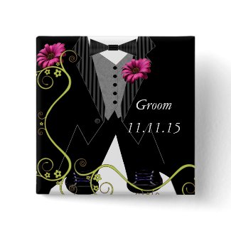 Groom Tuxedo Bow Tie Tennis Shoe Wedding Badges button