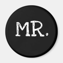 Groom White Text Mr. Magnets