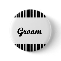 groom with black and white stripes pinback buttons