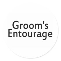 Grooms Entourage Black Round Stickers