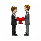 postcard - Two grooms are tieing the knot in this great gay marriage design.  This great gift is perfect for anyone who is marrying their same sex partner, show everyone that you are in love and nothing will stop you from declaring your love. Great to show everyone you were just married, or for use as wedding favors or invitations.