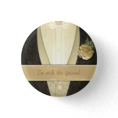 Grooms Tuxedo Ivory Custom Wedding Buttons by Specialeetees