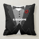 Grooms Tuxedo Pillow-Choose Flower Color