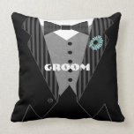Grooms Tuxedo Pillow-Choose Flower Color
