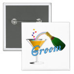 Grooms Wedding Champagne Toast Pinback Button