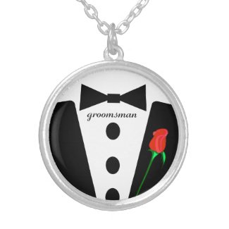 Groomsman Black Tie Necklace necklace