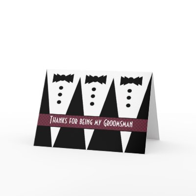Groomsman Thank You - Three Tuxedos - Customizable Greeting Card