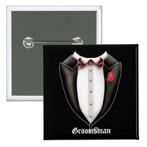 Groomsman Tuxedo Button Zazzle