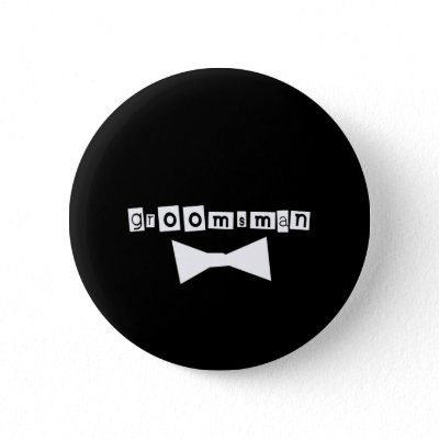 Groomsman White on Black Pinback Button