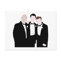 Groomsmen in Black Tie Pose for a Picture postcards