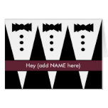 Groomsmen Invitation with Three Tuxedos Greeting Cards