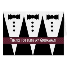 GROOMSMEN Thank You - Three Tuxedos - Customizable Greeting Cards