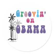 Groovin on Barack Obama Round Stickers