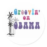 Groovin on Barack Obama Round Stickers