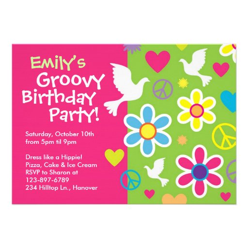 Groovy 60's birthday party invitations 5" x 7" invitation card | Zazzle