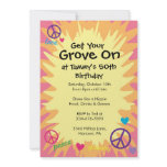 Groovy 60's theme party invitations