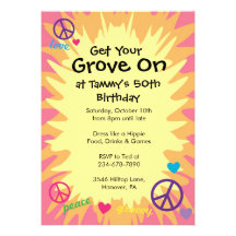 Groovy 60's theme party invitations
