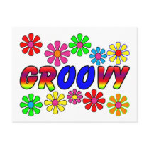 Groovy 70's Retro Flower Power Gifts postcards