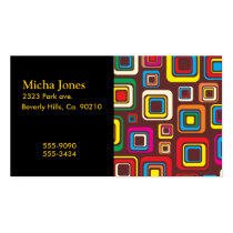 Groovy 70s Tile Pattern Squares On Brown Business Card Template