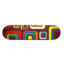 Groovy 70s Tile Pattern Squares On Brown Skate Board Decks