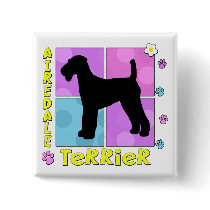 Groovy Airedale Terrier Button