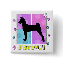 Groovy Basenji Pinback Button
