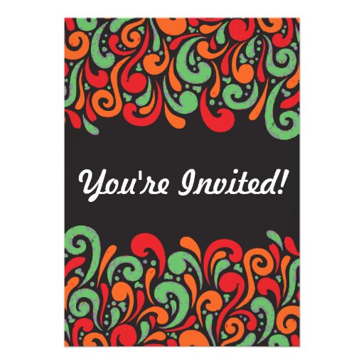 Groovy Black Roller Skating Party Invitations
