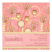 Groovy Blooms Girls Birthday Party Invitation