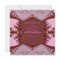 Groovy Bohemian Damask Wedding Invitation