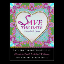 Groovy Bohemian Hippy Save the Date Black Postcard postcards