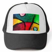 Groovy Bright Abstract Acrylic Art Trucker Hat