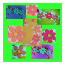 Groovy Bright Retro Flower's posters by pammys Groovy Bright Retro Flower's posters