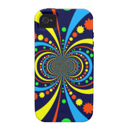 Groovy Bug Eyes Stars Stripes Blue Orange Case-Mate iPhone 4 Cases