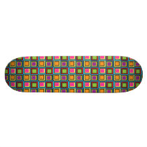 Groovy Colorful Retro Squares Skate Board Deck