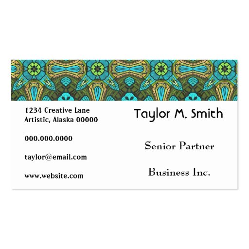 Groovy Decorative Star Pattern Damask Abstract Art Business Card Templates
