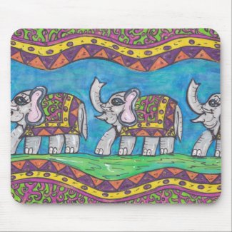 Groovy Elephant Parade Mousepad