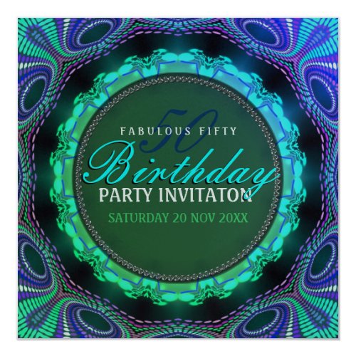 Groovy Fabulous 50 Birthday Party Invitations