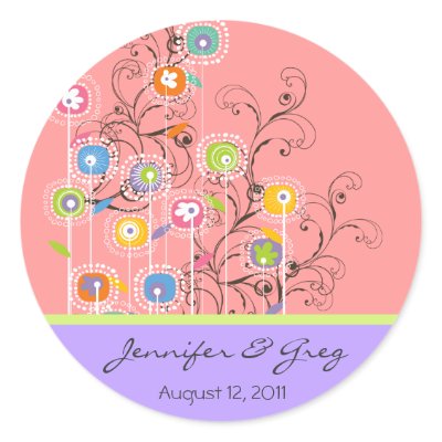 Groovy Flower Garden Save-the-Date / Gift / TQ / Sticker by fat_fa_tin